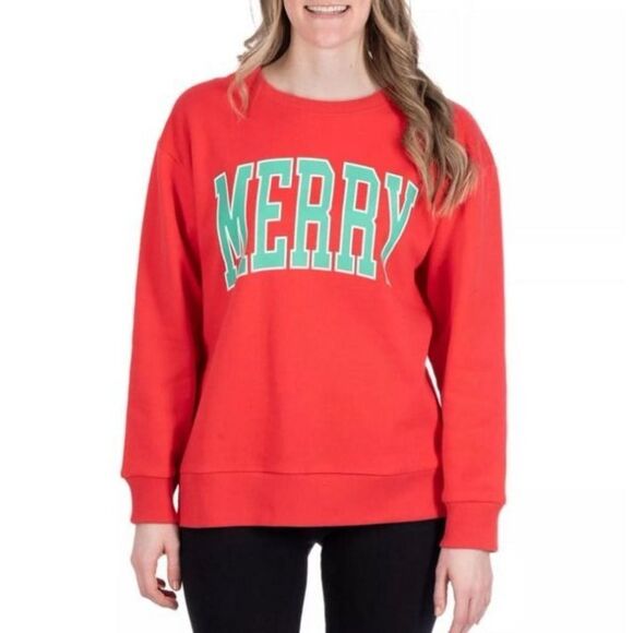 dec. 25th Sweaters - “Merry” Holiday Crewneck Sweater Size Medium